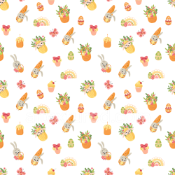 seamless Seamless 3D PBR Texture of Cute Easter Bunny and Candy Pattern on White Background texture 8k free download PBR