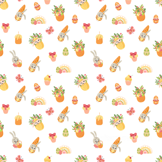 All Christmas Digital paper Texture of Cute Easter Bunny and Candy Pattern on White Backg… All Christmas Digital paper texture preview