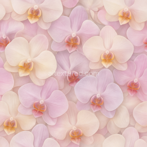 Seamless 3d texture pbr 8k of lush orchid cluster with detailed flower petal softness and translucency