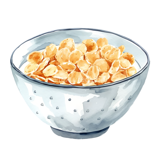 Watercolor Bowl of Spelt Flakes Cereal Breakfast Illustration