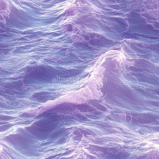 Seamless 3D Water PBR Texture Featuring Stylized Purple Ocean Waves and Foam