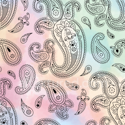 seamless Seamless 3D PBR Fabric Texture Featuring Retro Paisley Pattern on Pastel Gradient texture 8k free download PBR