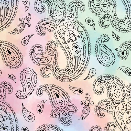 Fabric Texture Featuring Retro Paisley Pattern on Pastel Gradient seamless Retro Paisley PBR texture