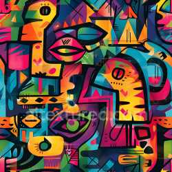 seamless Seamless 3D PBR texture with vibrant abstract graffiti art and bold geometric shapes texture 8k free download PBR