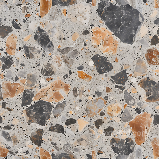 Terrazzo Stone Texture Featuring Mixed Beige and Dark Rocks seamless Stone PBR texture