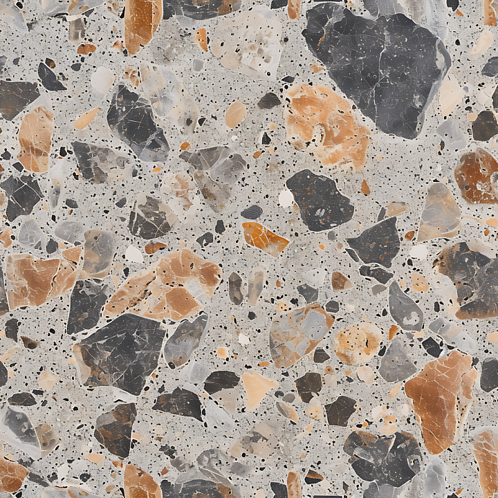 Terrazzo Stone Featuring Mixed Beige and Dark Rocks seamless PBR texture preview