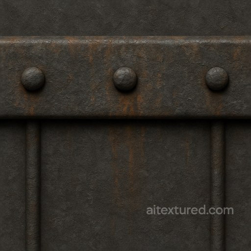 Seamless 8K 3D Texture PBR Rough Metal Fence Rail With Oxidized Metal And Metal Bolts Det… seamless Fences PBR texture