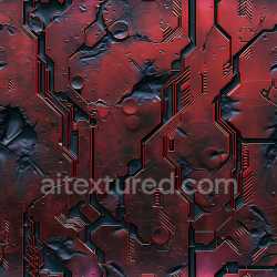 seamless Seamless 3D Cracked and Holes PBR Texture of Red Futuristic Metal Panels texture 8k free download PBR