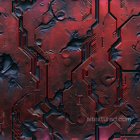 Cracked and Holes PBR Texture of Red Futuristic Metal Panels Cracked & Holes texture preview