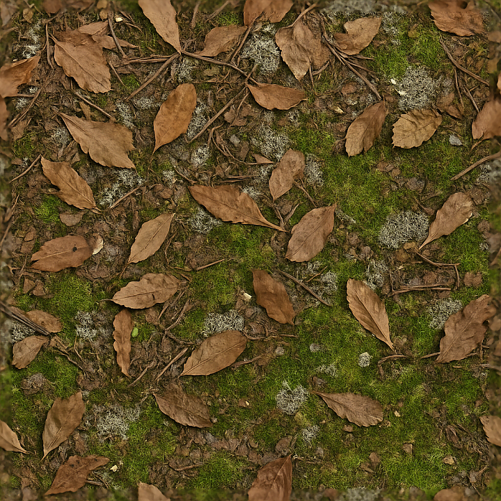 Of Leaf Litter With Dead Leaves And Fallen Twigs Ground Cover seamless PBR texture preview