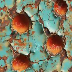 seamless Seamless 3D Cracked & Hole PBR Texture of Rusted Metal with Peeling Turquoise Paint and Deep Rust Cavities texture 8k free download PBR
