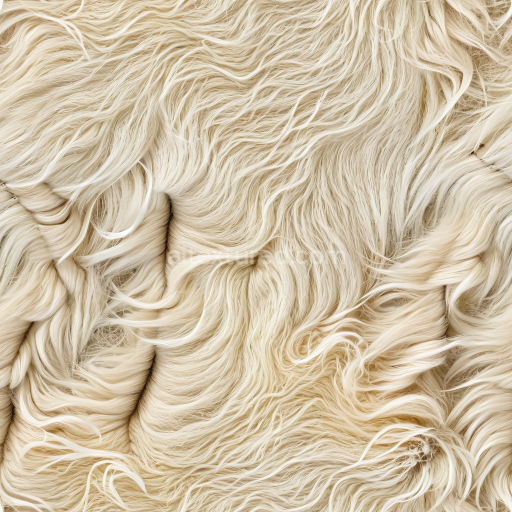 Seamless 3D PBR Texture of Long Cream Sheepskin Leather with Realistic Fur Detail