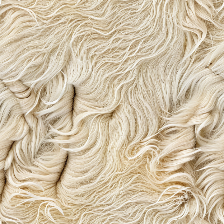 Long Cream Sheepskin Leather with Realistic Fur Detail seamless PBR texture preview
