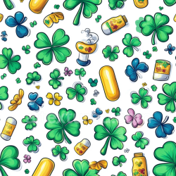 seamless Seamless 3D PBR Texture of Colorful Shamrocks and Capsules Pattern texture 8k free download PBR