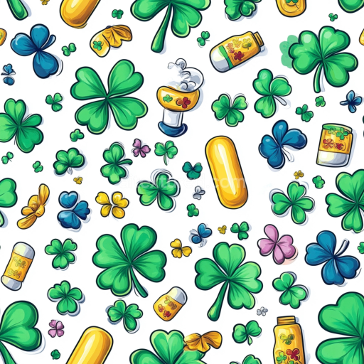 Seamless 3D PBR Texture of Colorful Shamrocks and Capsules Pattern