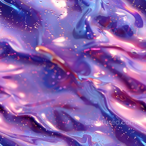 Seamless 3D PBR Texture of Glossy Iridescent Purple and Blue Fluid Surface texture preview