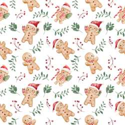 Pattern Bundle - Seamless 3D Pattern PBR Texture Featuring Festive Gingerbread Men and Holiday Foliage texture preview