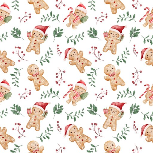 Pattern PBR Texture Featuring Festive Gingerbread Men and Holiday Foliage seamless Pattern Bundle PBR texture