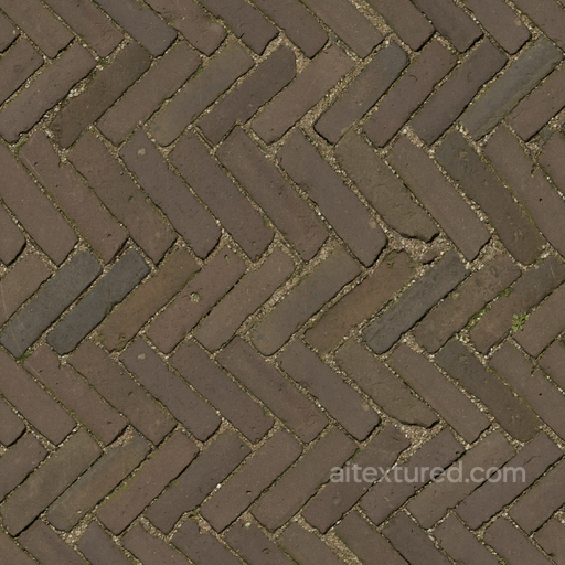 Herringbone Diagonal Brick - Diagonal Brick Paving Dirty Outdoor Albedo seamless Brick PBR texture