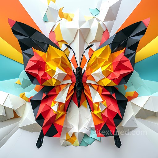 Animal - Seamless 3D PBR Texture Featuring Origami-Style Butterfly Wings in Vibrant Geometric Colo… texture preview