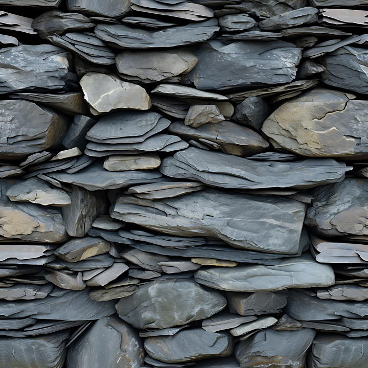 Layered Slate Rock Wall with Natural Stone Layers seamless PBR texture preview