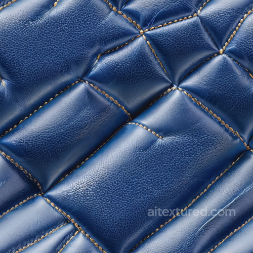 Quilted Blue Pebbled Leather PBR Texture with Gold Stud Detailing seamless Leather PBR texture