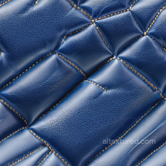 Quilted Blue Pebbled Leather PBR Texture with Gold Stud Detailing Leather texture preview