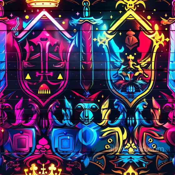 Graffiti Texture Featuring Neon Skull Art on Wooden Slats Graffiti texture preview