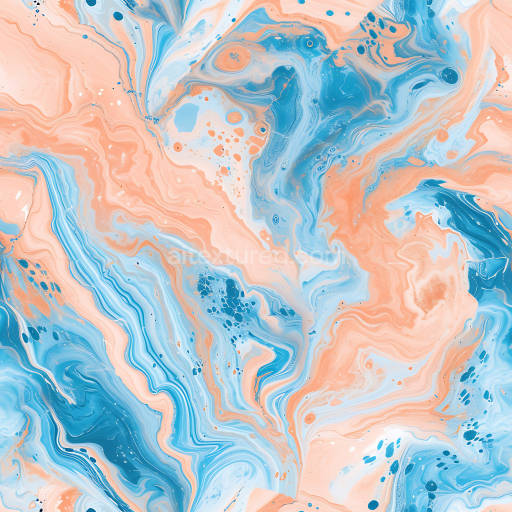 Preview — Seamless 3D PBR Marble Texture Featuring Pastel Baby Blue and Peach Fluid Veins