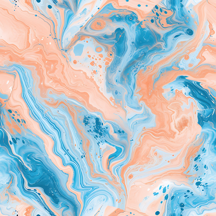 Marble Featuring Pastel Baby Blue and Peach Fluid Veins seamless PBR texture preview