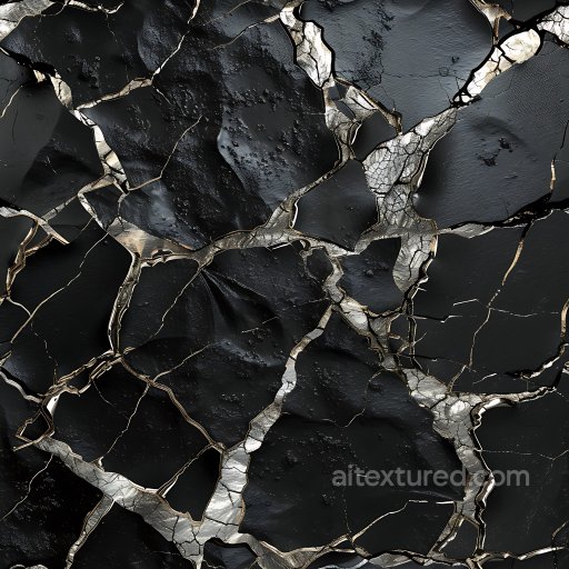 Cracked Black Paint Texture with Metallic Holes PBR Surface seamless Cracked & Holes PBR texture