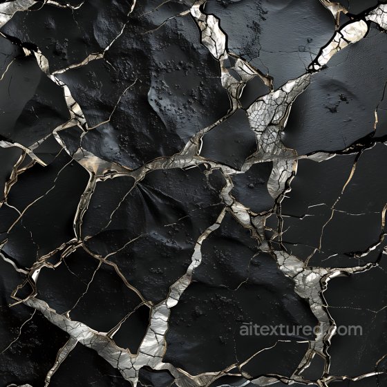 Cracked Black Paint Texture with Metallic Holes PBR Surface Cracked & Holes texture preview