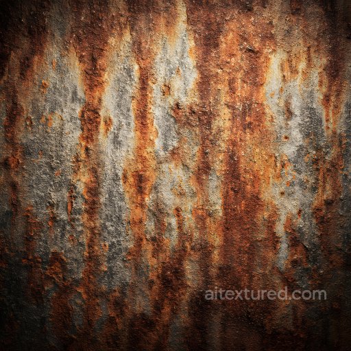 Rusty Metal PBR Texture with Prominent Cracked and Pitted Surface seamless Rust PBR texture