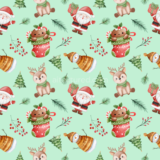 Pattern Bundle - Seamless 3D Pattern PBR Texture Featuring Whimsical Christmas Holiday Motifs texture preview