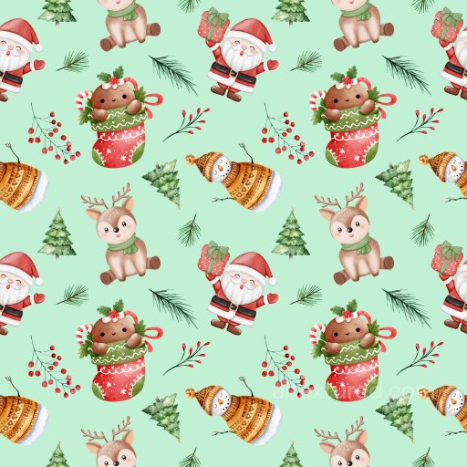 Pattern PBR Texture Featuring Whimsical Christmas Holiday Motifs seamless Pattern Bundle PBR texture