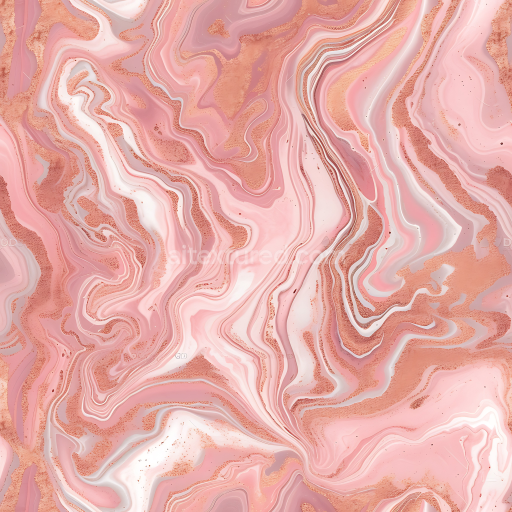 Seamless 3D PBR Blush Pink Marble Texture Featuring Polished Surface with Copper Swirls