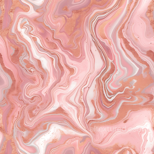 Blush Pink Marble Texture Featuring Polished Surface with Copper Swirls seamless Marble PBR texture