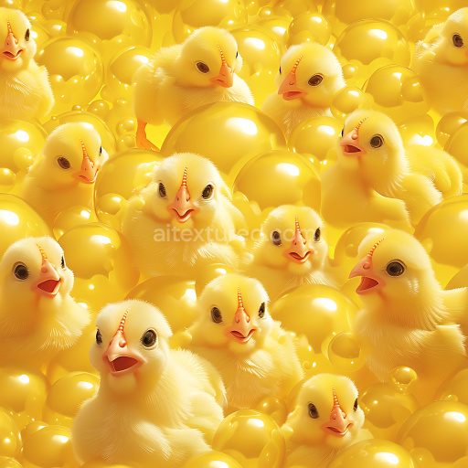 Seamless 3D Inflated Yellow Vinyl Bubble Panels PBR Texture with Glossy Puffy Bubbles