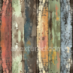 seamless Seamless 3D PBR Texture of Painted Weathered Wood Planks with Distressed Multi-Color Finish texture 8k free download PBR