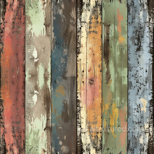 Painted Weathered Wood Planks Seamless Texture with Distressed Multi-Color Finish seamless Wood PBR texture