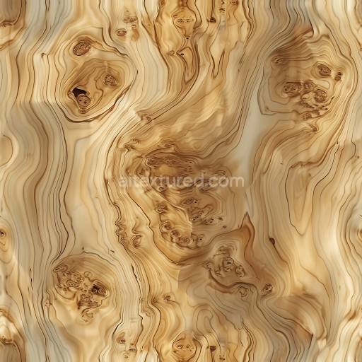Seamless 3D PBR Texture of Light Burl Wood with Knots and Swirling Grain
