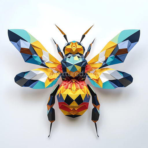 Seamless 3D PBR Texture of Colorful Origami Bumblebee Pattern