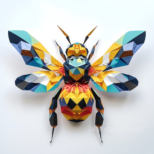 Animal - Seamless 3D PBR Texture of Colorful Origami Bumblebee Pattern texture preview