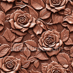 seamless Seamless 3D embossed floral leather PBR texture in warm brown tones texture 8k free download PBR