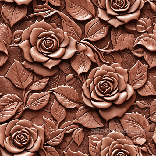embossed floral leather PBR texture in warm brown tones seamless Leather PBR texture