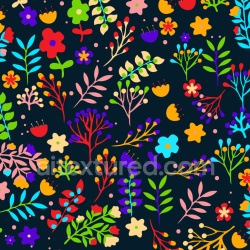 seamless Seamless 3D PBR Texture of Colorful Embroidered Floral Pattern on Dark Fabric texture 8k free download PBR