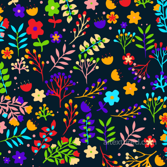 Colorful Embroidered Floral Pattern on Dark Fabric Seamless Texture Embroidered floral texture preview