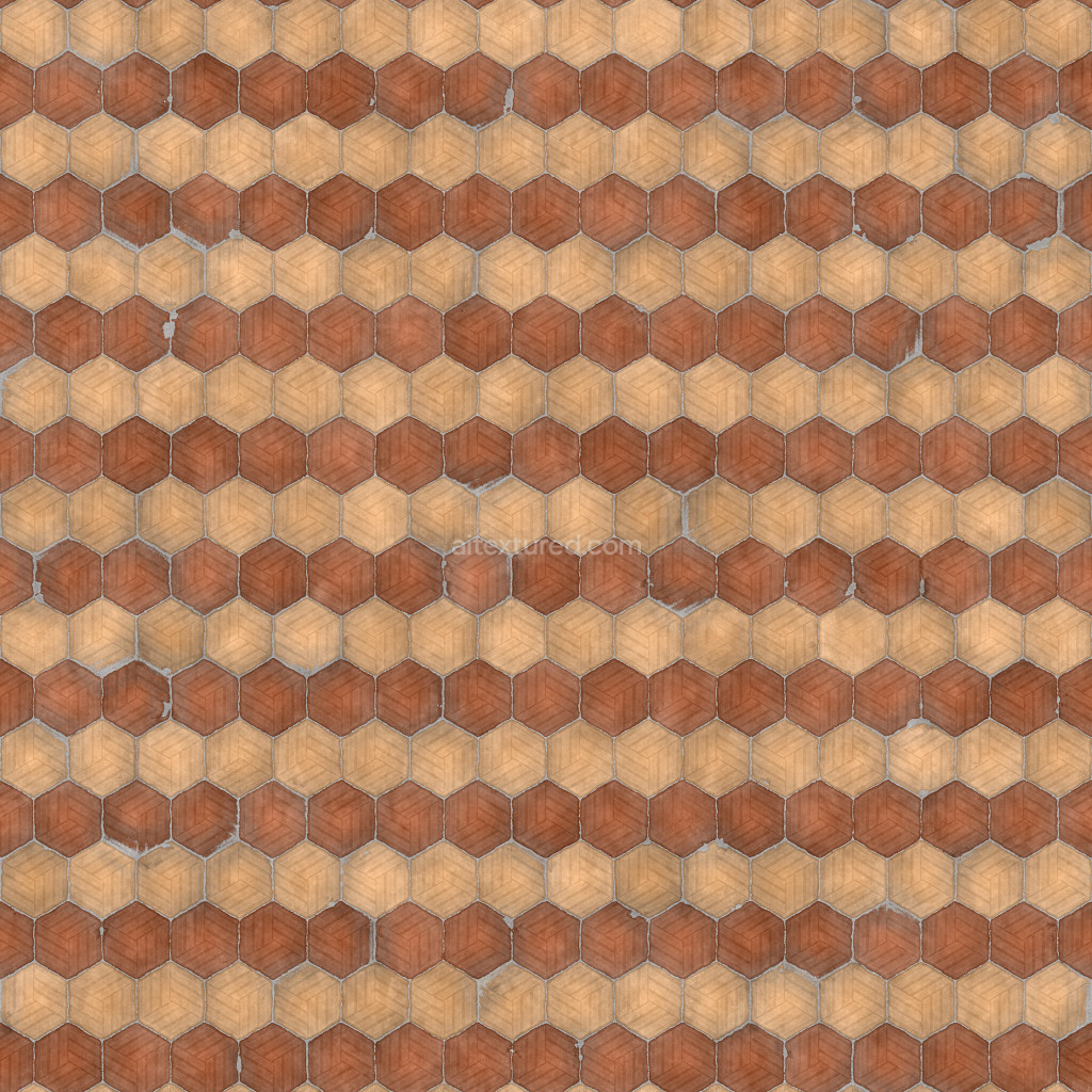 Seamless hexagonal wood tiles texture for 3D projects