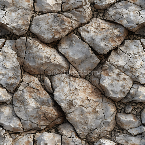 Seamless 3D Weathered Rocky Ground Stone PBR Texture with Cracked Surface and Subtle Earth Tones