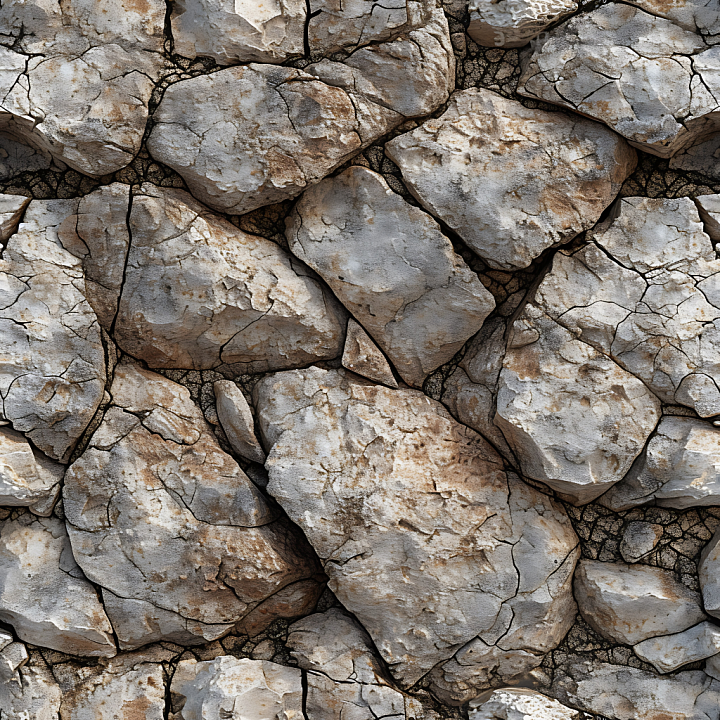 Weathered Rocky Ground Stone with Cracked Surface and Subtle Earth Tones seamless PBR texture preview